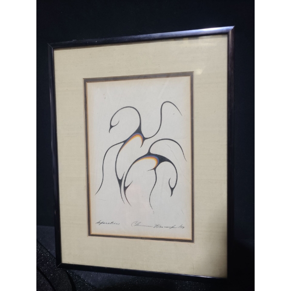 Print "Seperation", Artist: Clemence Wescoupe, Framed Under Glass 10 X 13