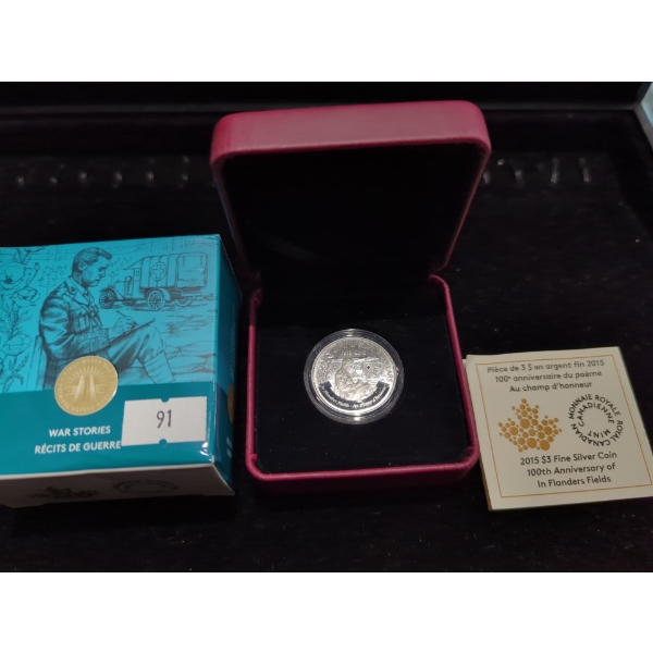 RCM 2015 100th Anniversary of In Flanders Fields Fine Silver 99.99 Coin 7.96g