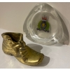 Image 1 : Antique Victorian Brass Shoe Match Holder 2T w/ RCMP Ashtray