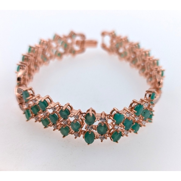 Silver Emerald gemstone Bracelet 19.1 ct Certified  Value ($13,502 Appraisal)