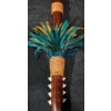 Image 2 : Hawaiian Art Piece with 8 Genuine Shark Teeth and Feather Accents, 29 Inches Tall