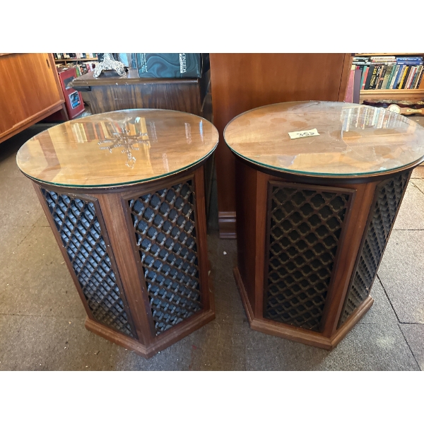 Speaker End Tables with Removable Glass Tops 