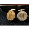 Image 2 : Cufflink Collection - Royal Canadian Mint Gold Tone w/ SIGNET Green Glass Set