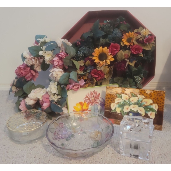 Floral Wreaths w/ collectible serving dishes