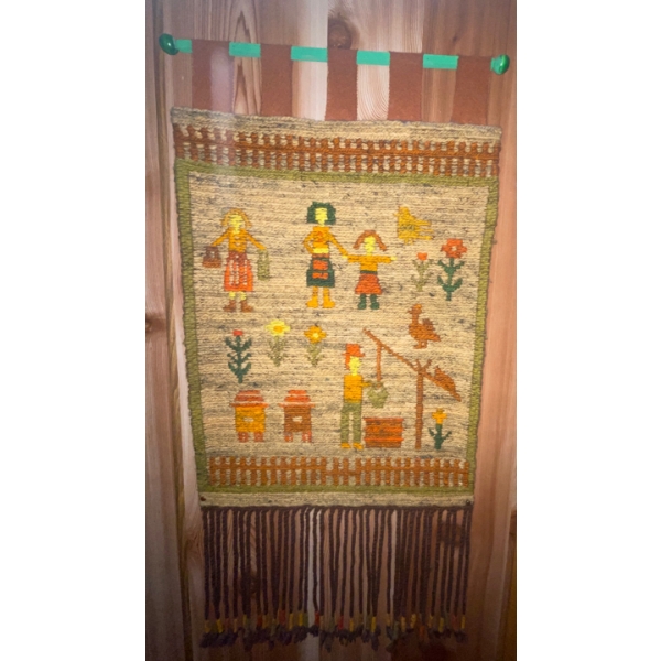 Handmade Family Orientated Stitched & Embroidered Wall Tapestry 19"x41"tall