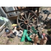 Massive Collection Of Yard Decor Wagon Wheels Milk Jugs Solar Lights Old Wood Rocking Chair Bird Bat