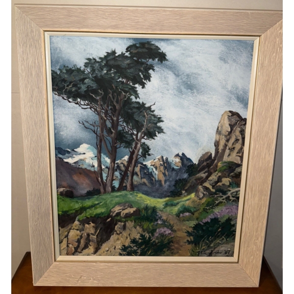 J.E.Langford Landscape Oil On Canvas Painting 24x28