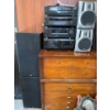 Image 1 : collection of Sony and Yamaha stereo equipment with remote controls, cassette player two receivers a