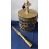 Image 5 : Brass Candlestick Holders w/ Amber Hobnail Votive Candle Holders & More