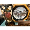 Image 4 : Cast iron bird feeder, LFA collectors plate, The complete motorcycle book, and vintage toys
