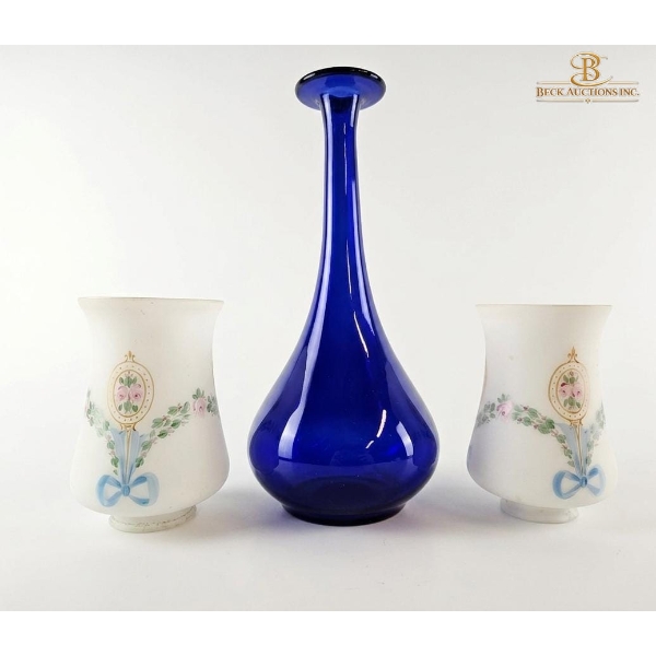 Cobalt Blue Bottle 13''Height Inches , White Shade 6''Height Inches.