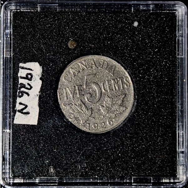 1926 Canada 5¢  - Nickel Coin in Protective Hard Case