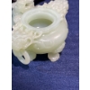 Image 6 : Intricately Craved Jade Incense Container on Wood Stands 3 inch H 