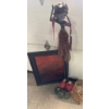 Image 1 : Decorative Hardened Fabric Statue, Wicker Home Decor, and Framed Abstract Artwork
