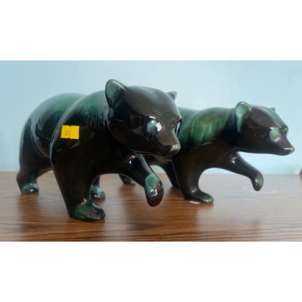 Vintage Two Canadian Blue Mountain Pottery Bear Figurines From The 1970's   