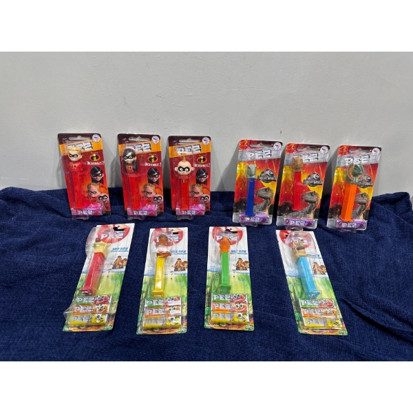 Collection of Pez Dispensers - Incredibles 2, Jurassic Park, Ice Age 3