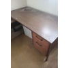 Image 3 : Vintage L Shaped Desk 63 D/ 59.5 W, 17.5 T/ 30 D, 25/ 28 T w/ File Cabinet Drawer