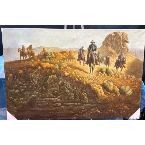 C. Simon Original Horseback Scene 36Wx24H