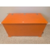 Image 1 : Orange Painted Wooden Storage Chest with Hinged Lid