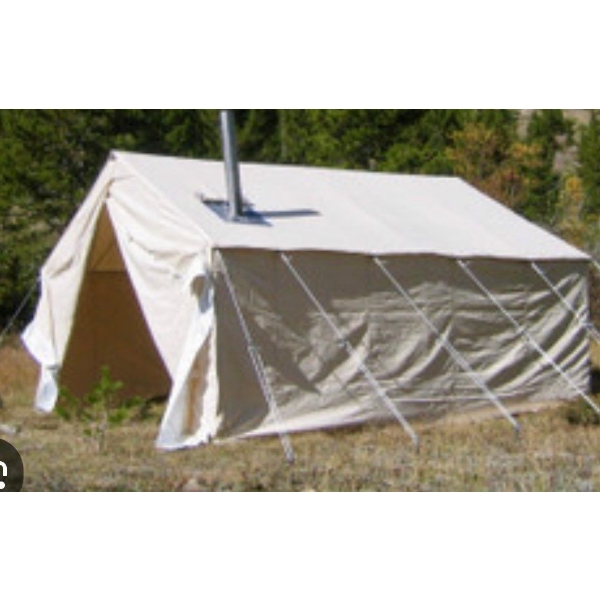  vintage canvas wall tent in original canvas bag great for hunting and off the grid camping

14'L x 