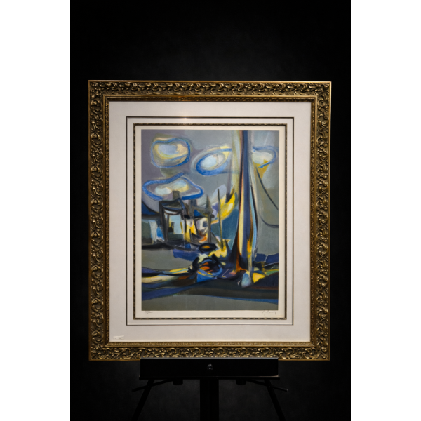 Marcel Mouley Petit Concarneaux little graph in color on ribs paper signed in pencil, lower right