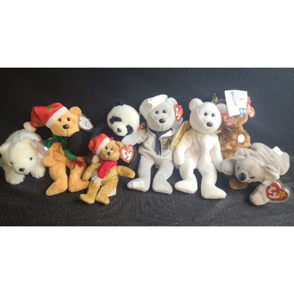 Beanie Babies- Assorted Including: Holiday Teddy's, USS Reagan, Halo II, FIFA Korea and More!