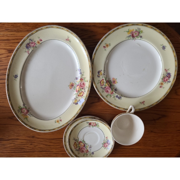 "Pareek" by Johnson Bros England Single Place Setting Includes: Platter, Plate, Teacup and Saucer 