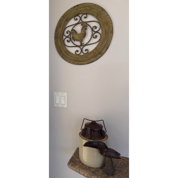 Home Decor Bundle- Wood Bird, Wall Hanging & Vintage Crock