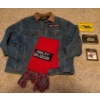 Image 1 : XL Harley Davidson Patched Thermal Jean Jacket w/Matching Scarf + Playing Cards 