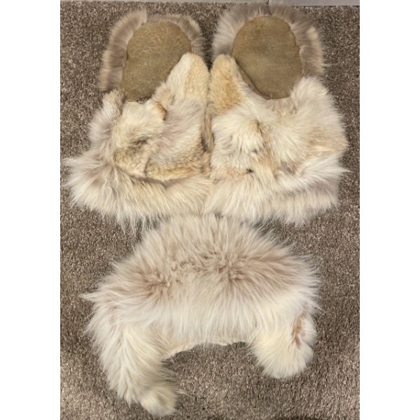Lovely White Fur Hat & Mitt Set 