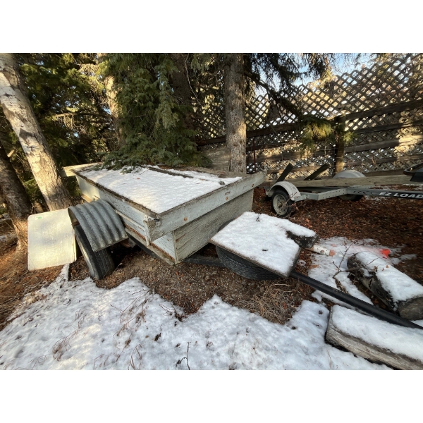 Small utility trailer unregistered steel frame with spare tire buyer must remove and register