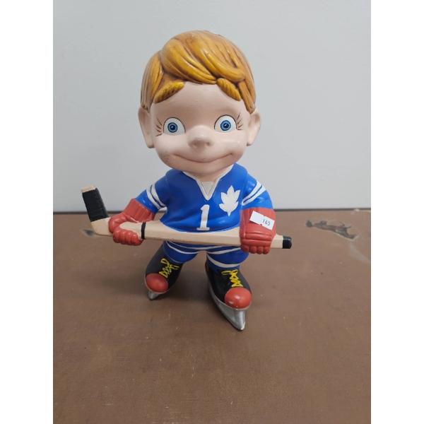 10-Inch Hockey Player Figurine in Blue and White Jersey