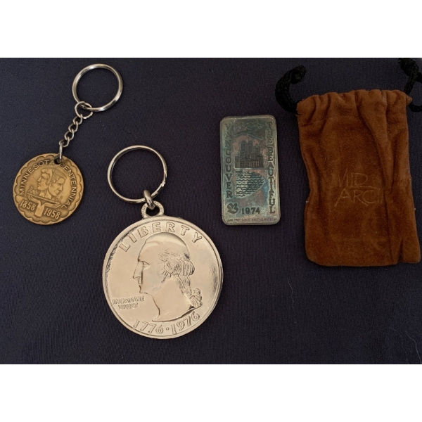 Silver Bar 1 Troy Oz Vancouver w/ Assorted Tokens/Coins