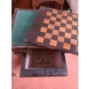Image 2 : Antique Card Game Table on Wheels 30 T 20 L, 15 W (Hinged Top and Veneer Damaged)