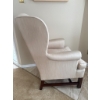 Image 3 : Wingback Armchair With Neutral Upholstery and Wood Legs