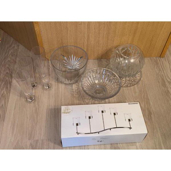 Stunning XL Crystal Serving Vessels w/ New LED Candle Centerpiece 