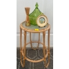 Image 1 : Bamboo Pedastal / Plant Stand w/ Depression Glass Candy Dish Hand Carved Candle Holder & More 18T