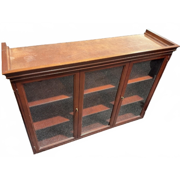Wood and Glass Three-Door Display Cabinet