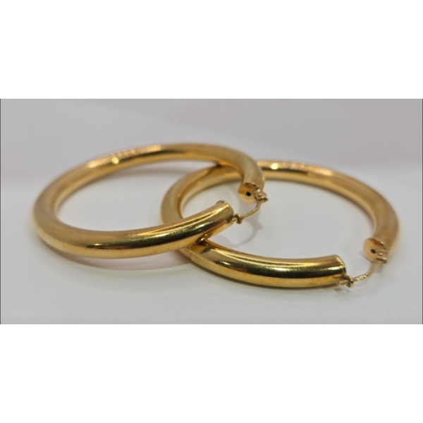 585 Italy Yellow Gold Hoop Earrings (11.6 Grams Total)