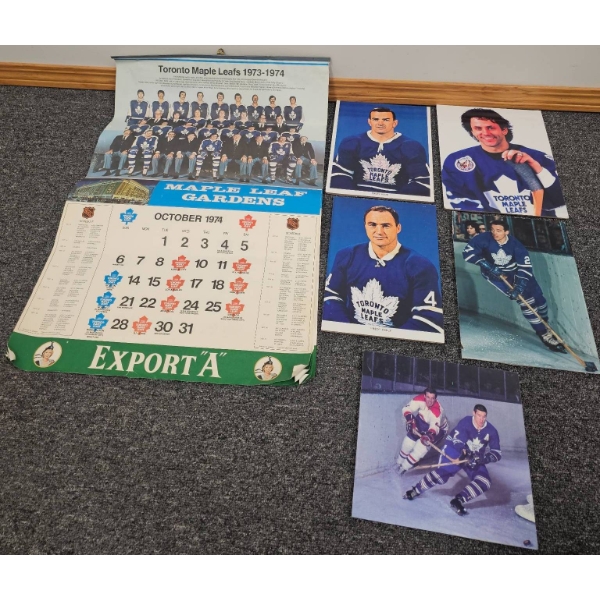 Toronto Maple Leafs 1973-1974 Memorabilia Collection Including Team Calendar and Player Prints