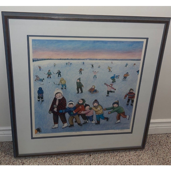 Alberto de Castro - Framed Art Print Titled Choo Choo Train & Winter Fun 18x19