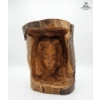 Image 3 : Hand-Carved Wood Sculpture Of A Face Featured In A Log 13''INCHES H, 11''INCHES W.