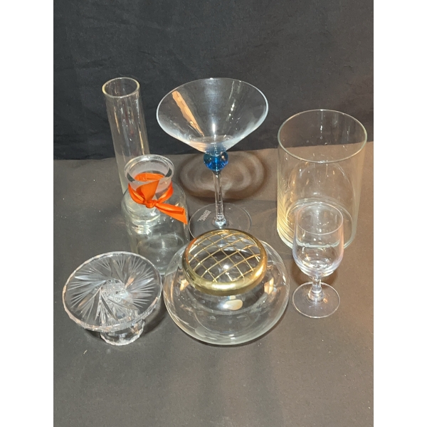 Glassware Lot Including Bombay Sapphire Martini Glass
