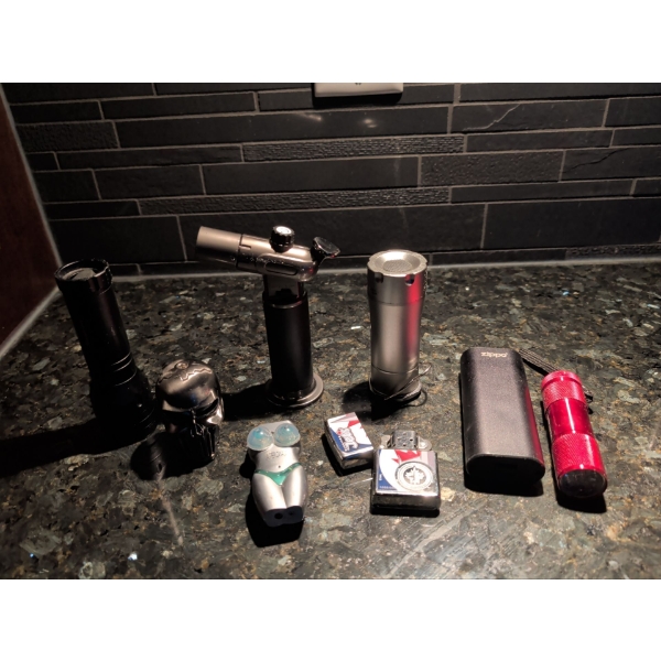 Junk Drawer Gems - Refillable Butane Lighter Zippo Power Bank & Assorted Flashlights 