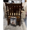 Image 3 : Wooden Armchair with Floral Yellow Fabric Seat 25.5Wx23Dx36H seat 14.5H