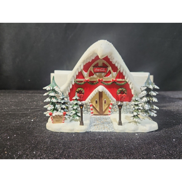 Coca Cola Polar Bear Village Collection - " Jingle Bell Reindeer Barn" 