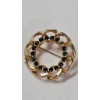 Image 6 : Three Vintage Green Gold-Tone Rhinestone Brooches with Green and Clear Stones
