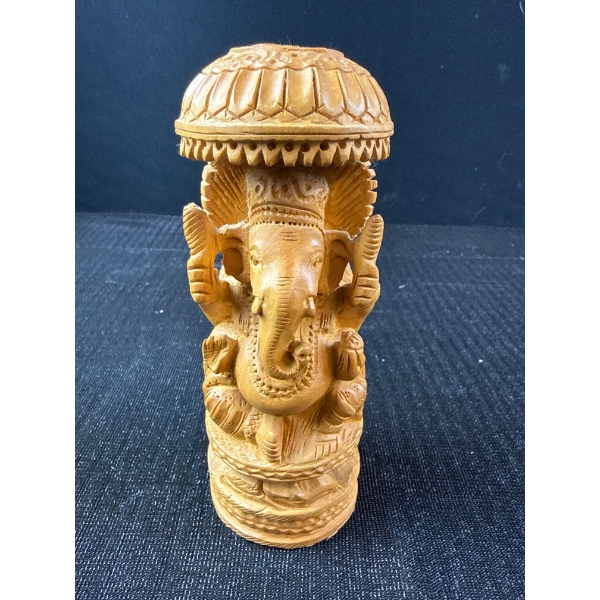 Carved boxwood statue of Lord Ganesha 6”