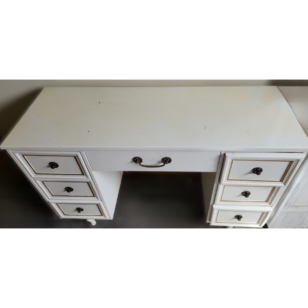 Vintage Wooden Desk w/ Drawers 44 W, 16 D, 29 T