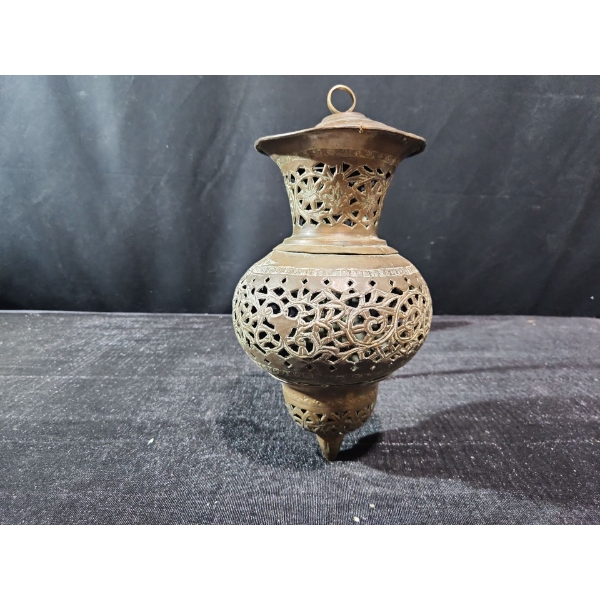 Vintage Pierced Brass Moroccan Pendant Lantern